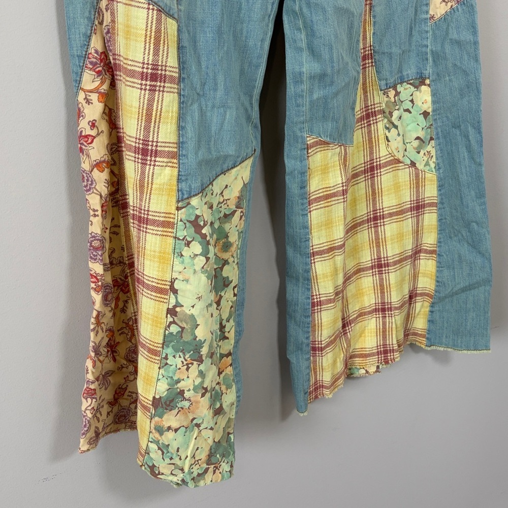 Anthropologie Pilcro The Adi Mid Rise Relaxed Flare Jeans Patchwork Sz 30 NEW - Picture 6 of 14